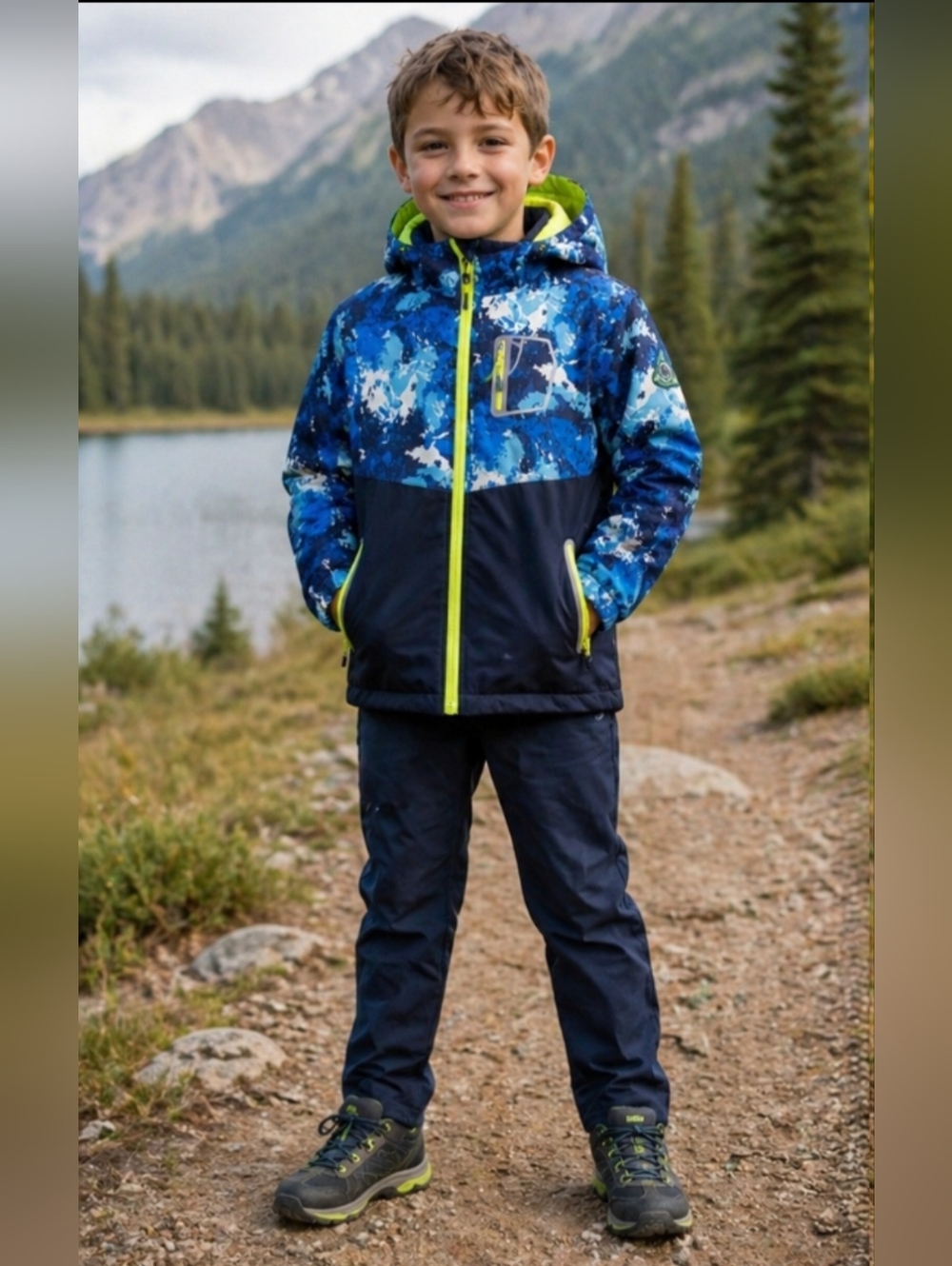 Blue Colorful Kids' Rain/Fall Jacket, Size XXL, Fits 6-11 y.o.